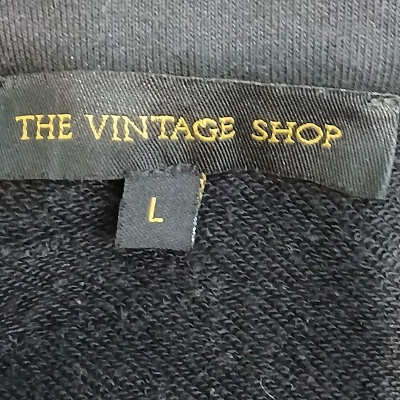 THE VINTAGE SHOP 1/4 ZIP FLEECE PULLOVER COLLARED TOP, BLACK, RUFFLED, SZ LARGE - Picture 10 of 10